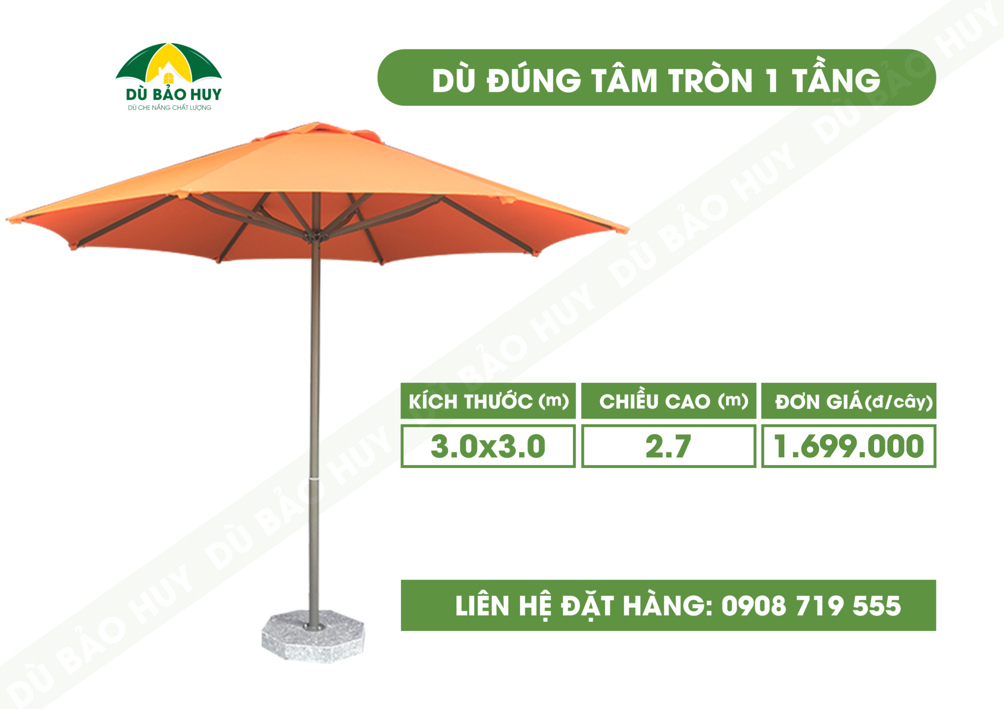 Dù tròn đúng tâm 1 tầng đế bê tông